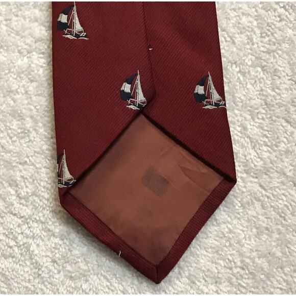 Paddle Sailboats Red Mens Vintage Novelty Tie Necktie 100% Polyester - Picture 5 of 6